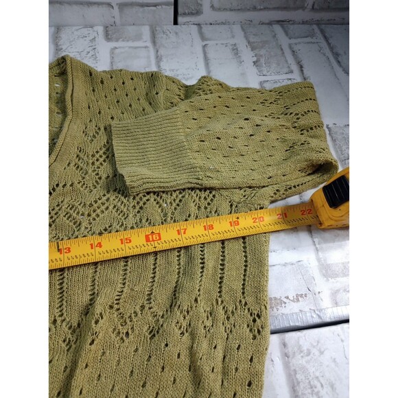 Tiara international Green Cardigan Button Crop Sweater Knit Women's Sz. L - Picture 4 of 8